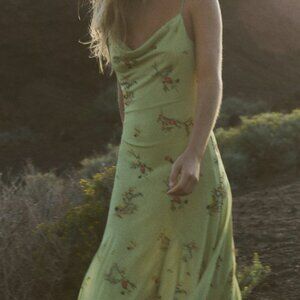 PRINTED TULLE MIDI DRESS